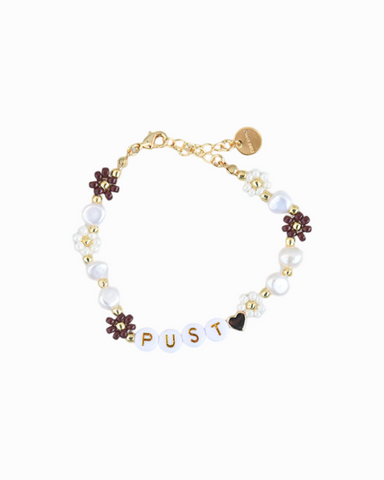 Pust blomsterarmbånd brun